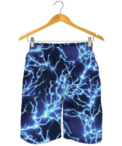 Blue Electric Lightning Print Men's Shorts
