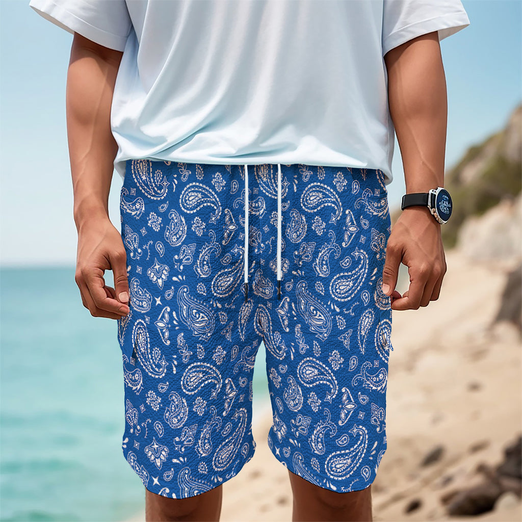 Blue Paisley Bandana Pattern Print Men's Cargo Shorts Blue Paisley Bandana Pattern Print Men's Cargo Shorts