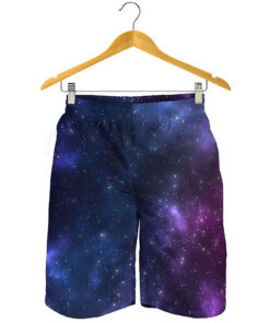 Blue Purple Cosmic Galaxy Space Print Men's Shorts