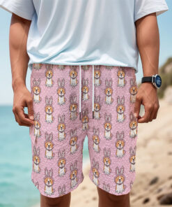 Bunny Corgi Pattern Print Men's Cargo Shorts