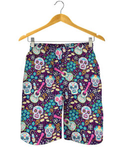 Calaveras Day Of The Dead Pattern Print Men's Shorts