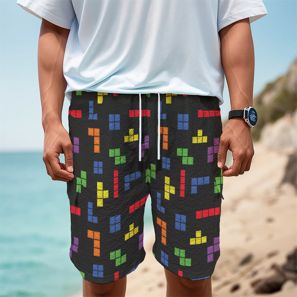 Colorful Block Puzzle Game Pattern Print Men's Cargo Shorts Colorful Block Puzzle Game Pattern Print Men's Cargo Shorts