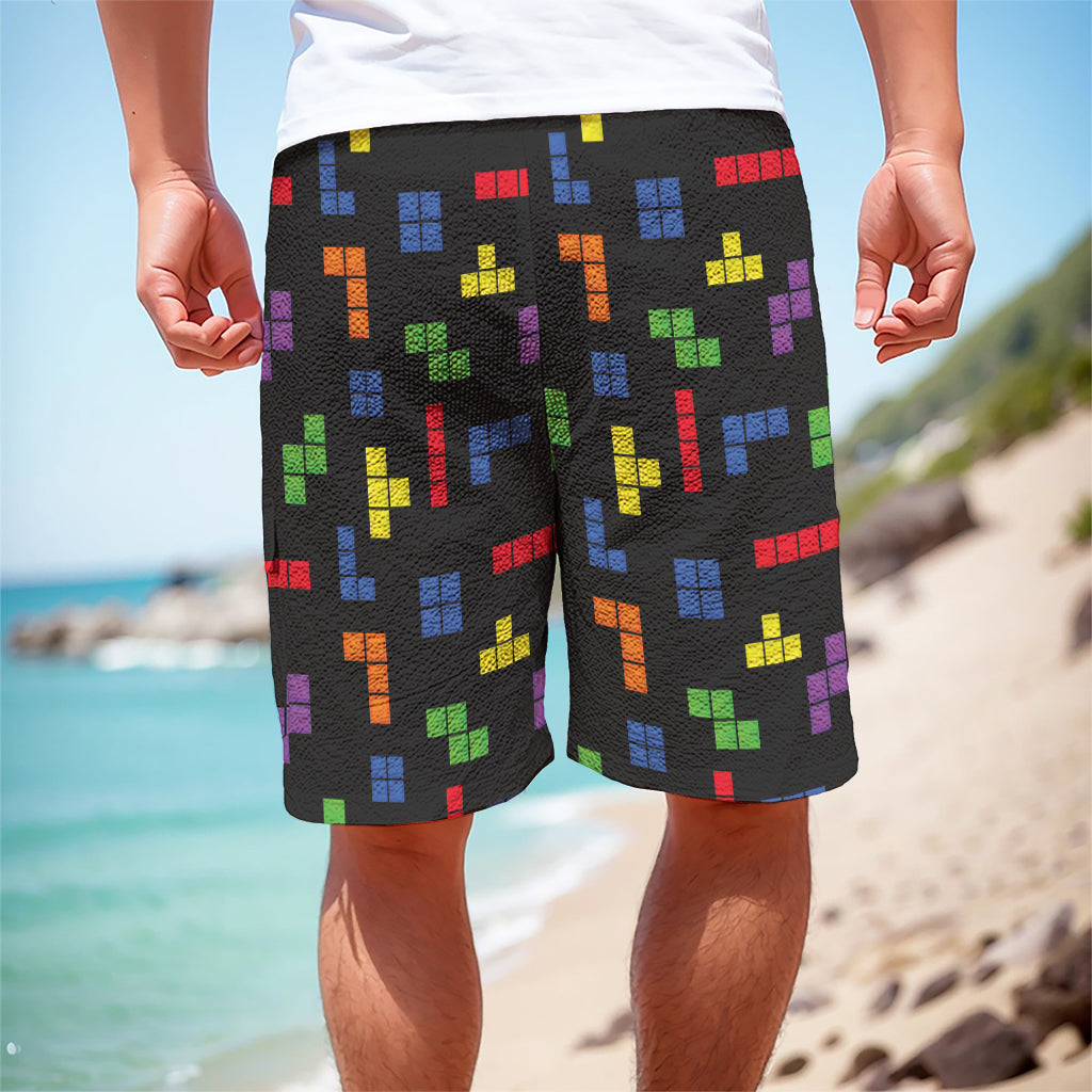 Colorful Block Puzzle Game Pattern Print Men's Cargo Shorts Colorful Block Puzzle Game Pattern Print Men's Cargo Shorts
