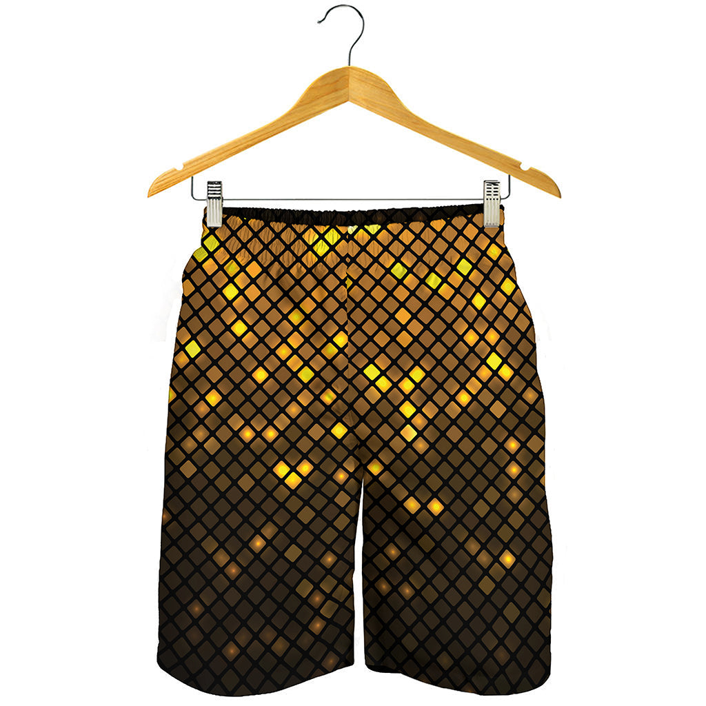 Gold Disco Lights Pattern Print Men's Shorts Gold Disco Lights Pattern Print Men's Shorts