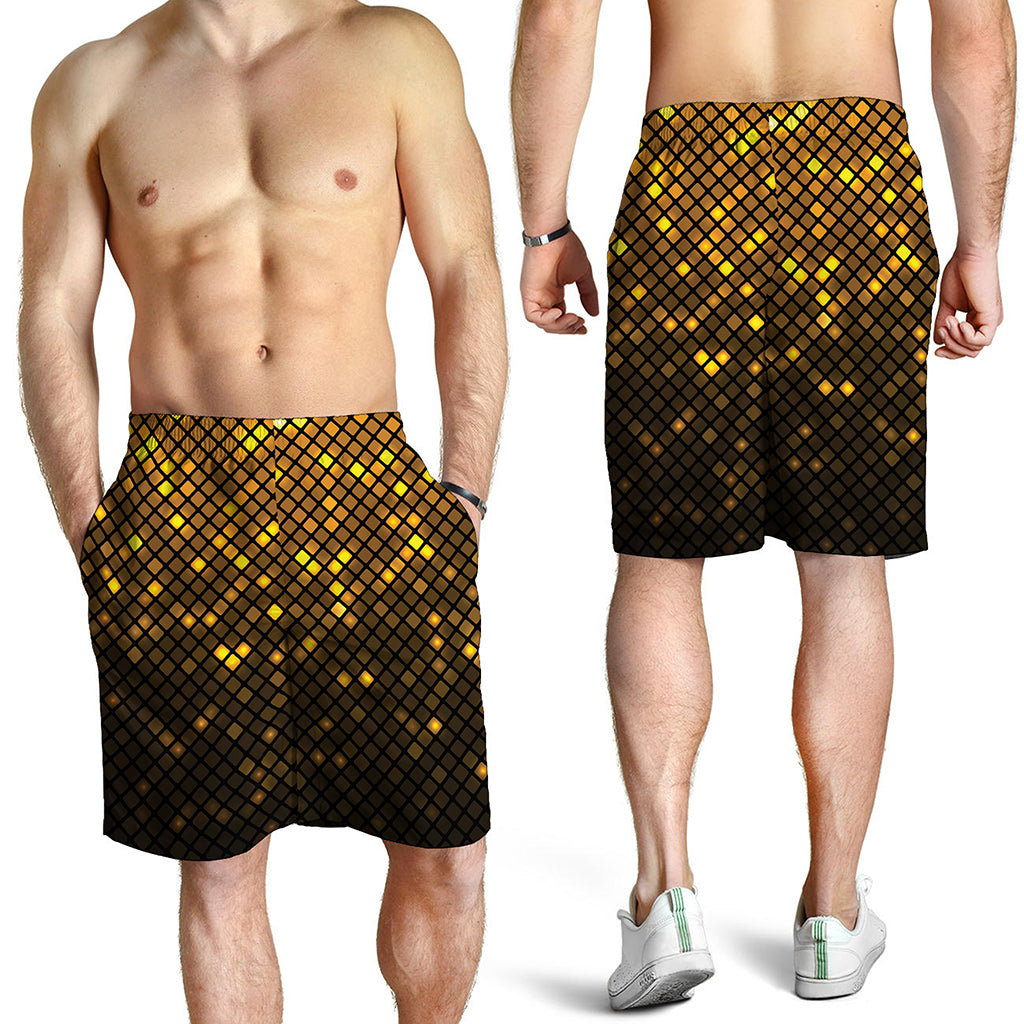 Gold Disco Lights Pattern Print Men's Shorts Gold Disco Lights Pattern Print Men's Shorts