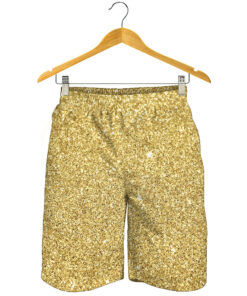 Gold (NOT Real) Glitter Print Men's Shorts