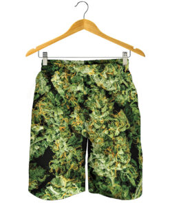 Green Weed Print Men's Shorts