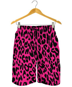 Hot Pink Leopard Print Men's Shorts