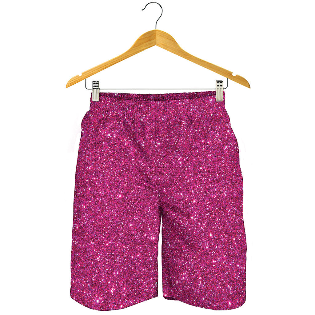 Magenta Pink (NOT Real) Glitter Print Men's Shorts Magenta Pink (NOT Real) Glitter Print Men's Shorts