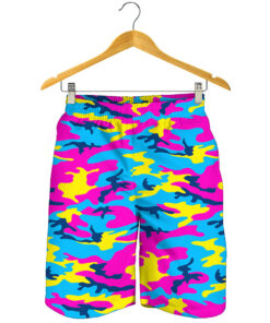 Neon Camouflage Print Men's Shorts