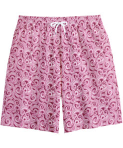 Pink Octopus Tentacles Pattern Print Cotton Shorts