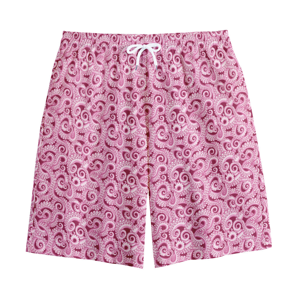 Pink Octopus Tentacles Pattern Print Cotton Shorts Pink Octopus Tentacles Pattern Print Cotton Shorts
