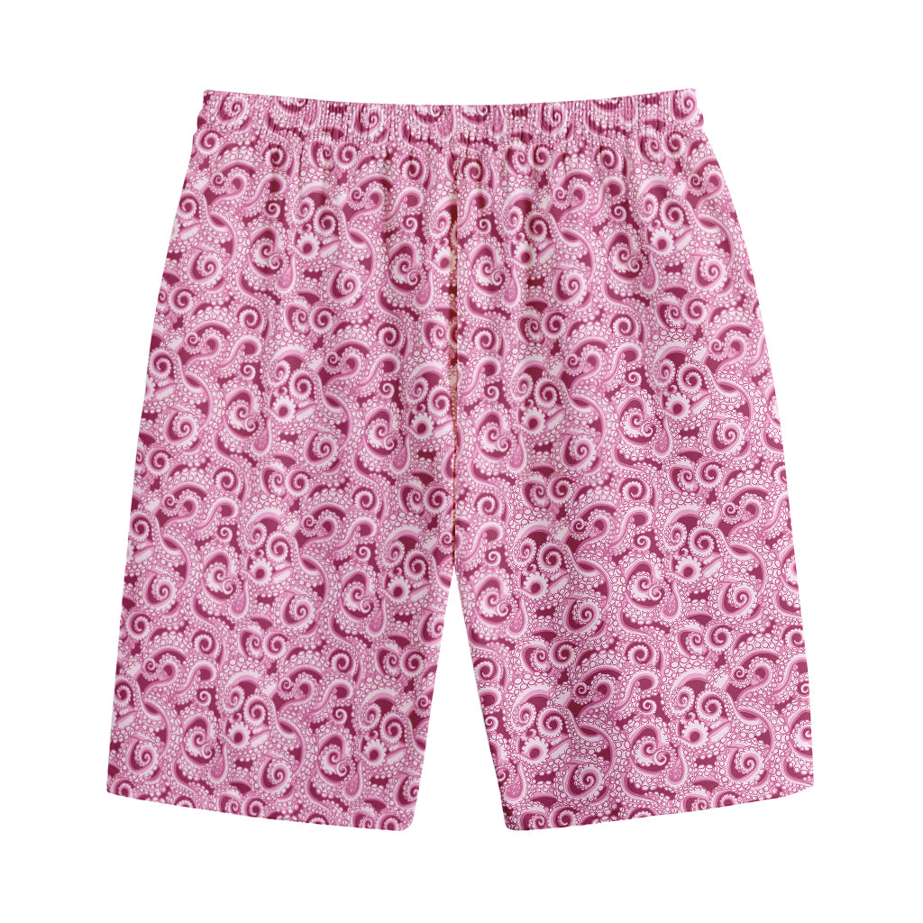 Pink Octopus Tentacles Pattern Print Cotton Shorts Pink Octopus Tentacles Pattern Print Cotton Shorts
