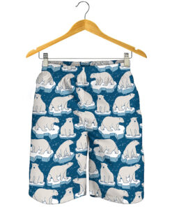 Polar Bear On Ice Pattern Print Men's Shorts
