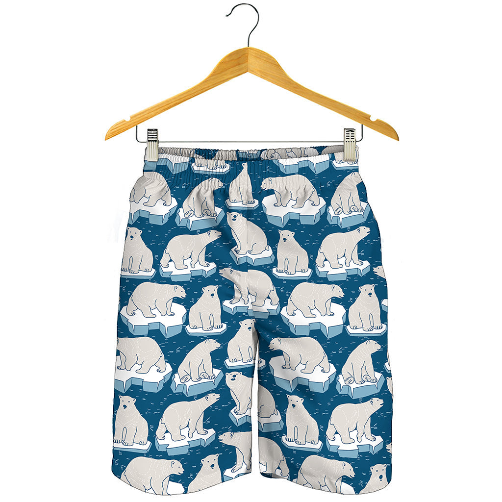 Polar Bear On Ice Pattern Print Men's Shorts Polar Bear On Ice Pattern Print Men's Shorts