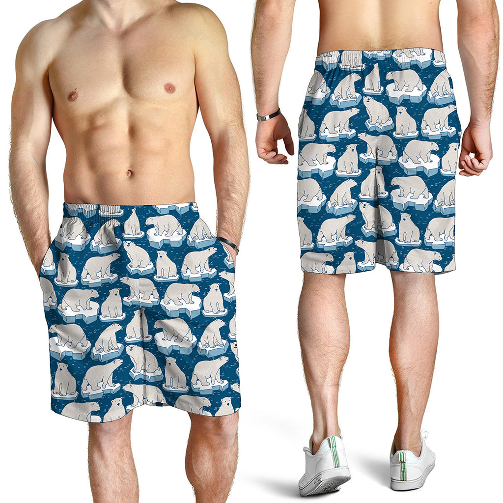 Polar Bear On Ice Pattern Print Men's Shorts Polar Bear On Ice Pattern Print Men's Shorts