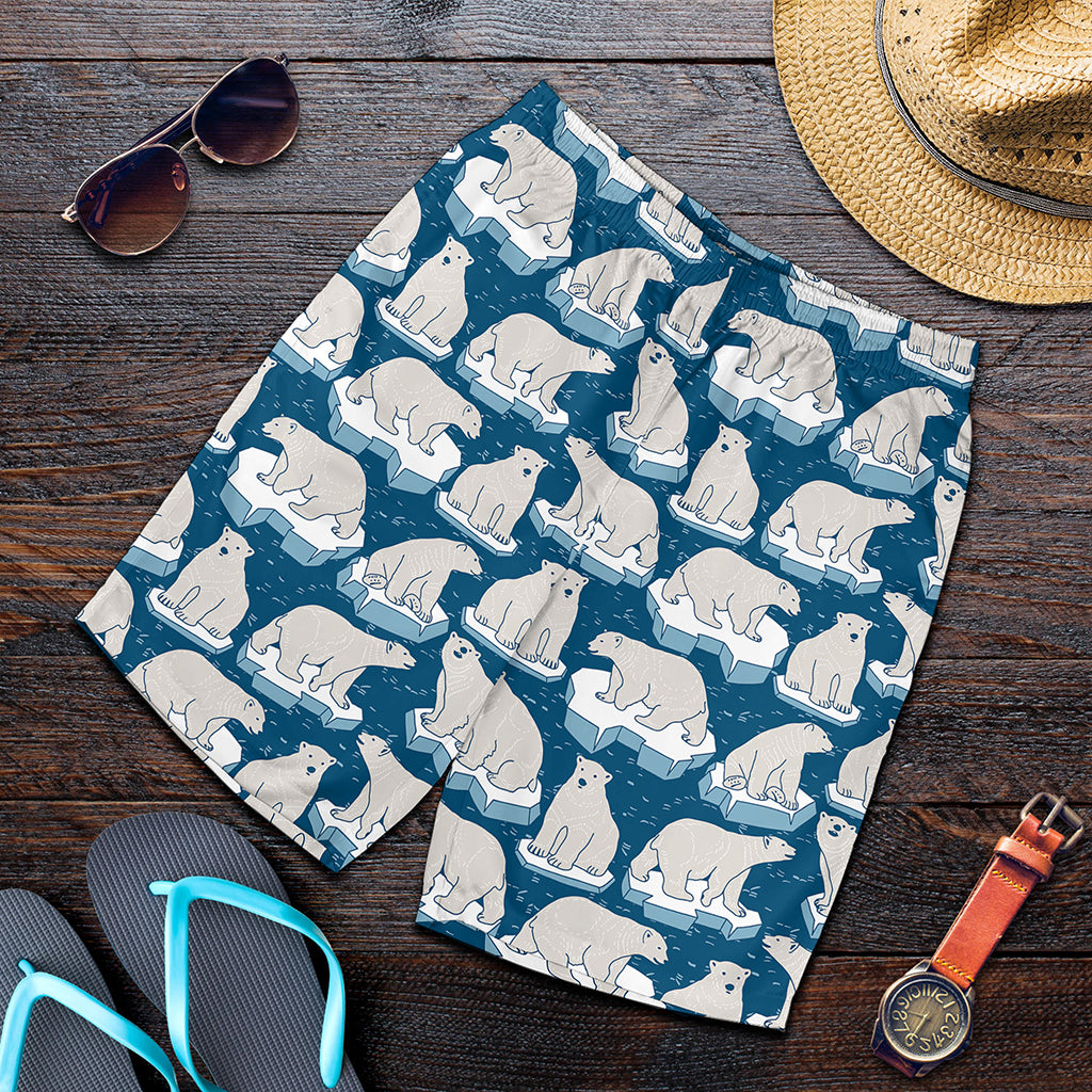 Polar Bear On Ice Pattern Print Men's Shorts Polar Bear On Ice Pattern Print Men's Shorts