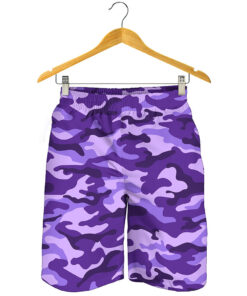 Purple Camouflage Print Men's Shorts