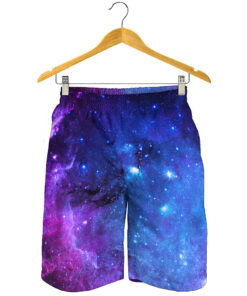 Purple Galaxy Space Blue Starfield Print Men's Shorts