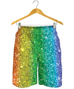 Rainbow (NOT Real) Glitter Print Men's Shorts