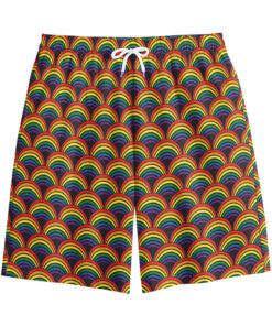 Rainbow Wave Pattern Print Cotton Shorts
