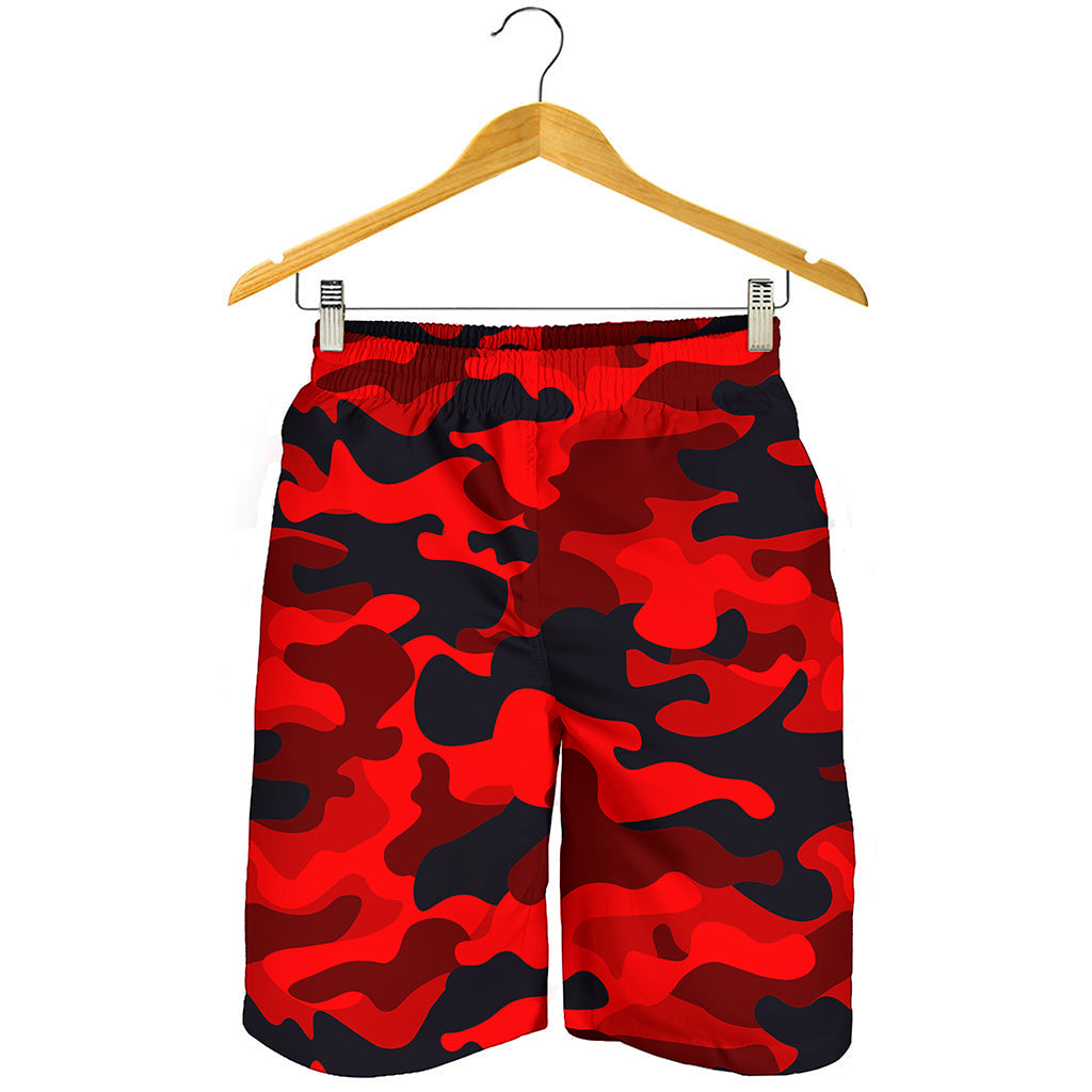 Red And Black Camouflage Print Men's Shorts Red And Black Camouflage Print Men's Shorts