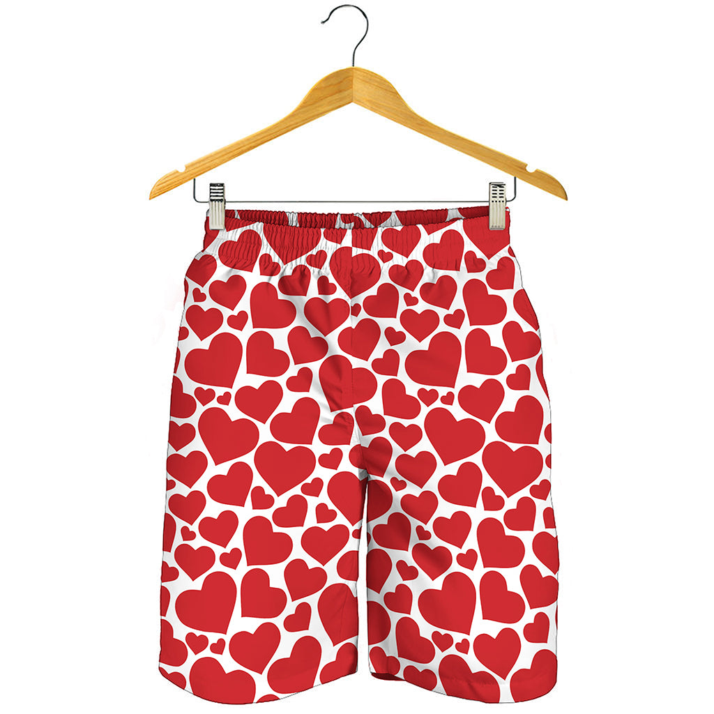 Red And White Heart Pattern Print Men's Shorts Red And White Heart Pattern Print Men's Shorts