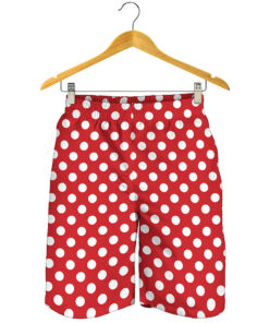 Red And White Polka Dot Pattern Print Men's Shorts