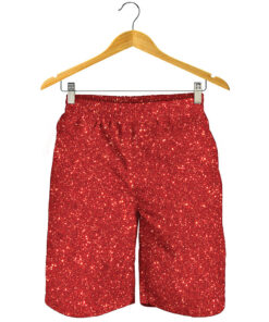 Red (NOT Real) Glitter Print Men's Shorts