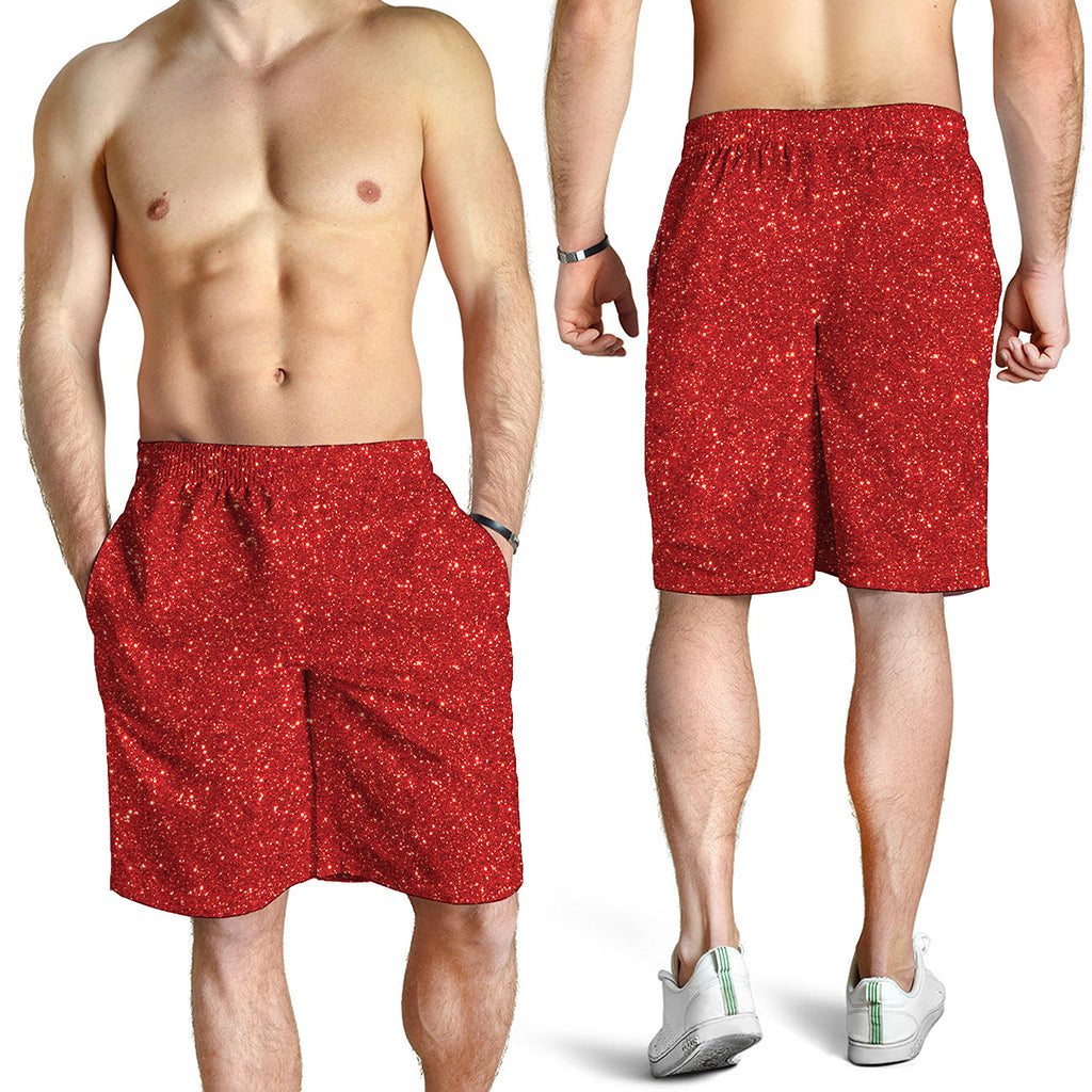 Red (NOT Real) Glitter Print Men's Shorts Red (NOT Real) Glitter Print Men's Shorts