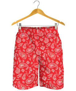 Red Paisley Bandana Pattern Print Men's Shorts