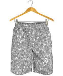 Silver (NOT Real) Glitter Print Men's Shorts