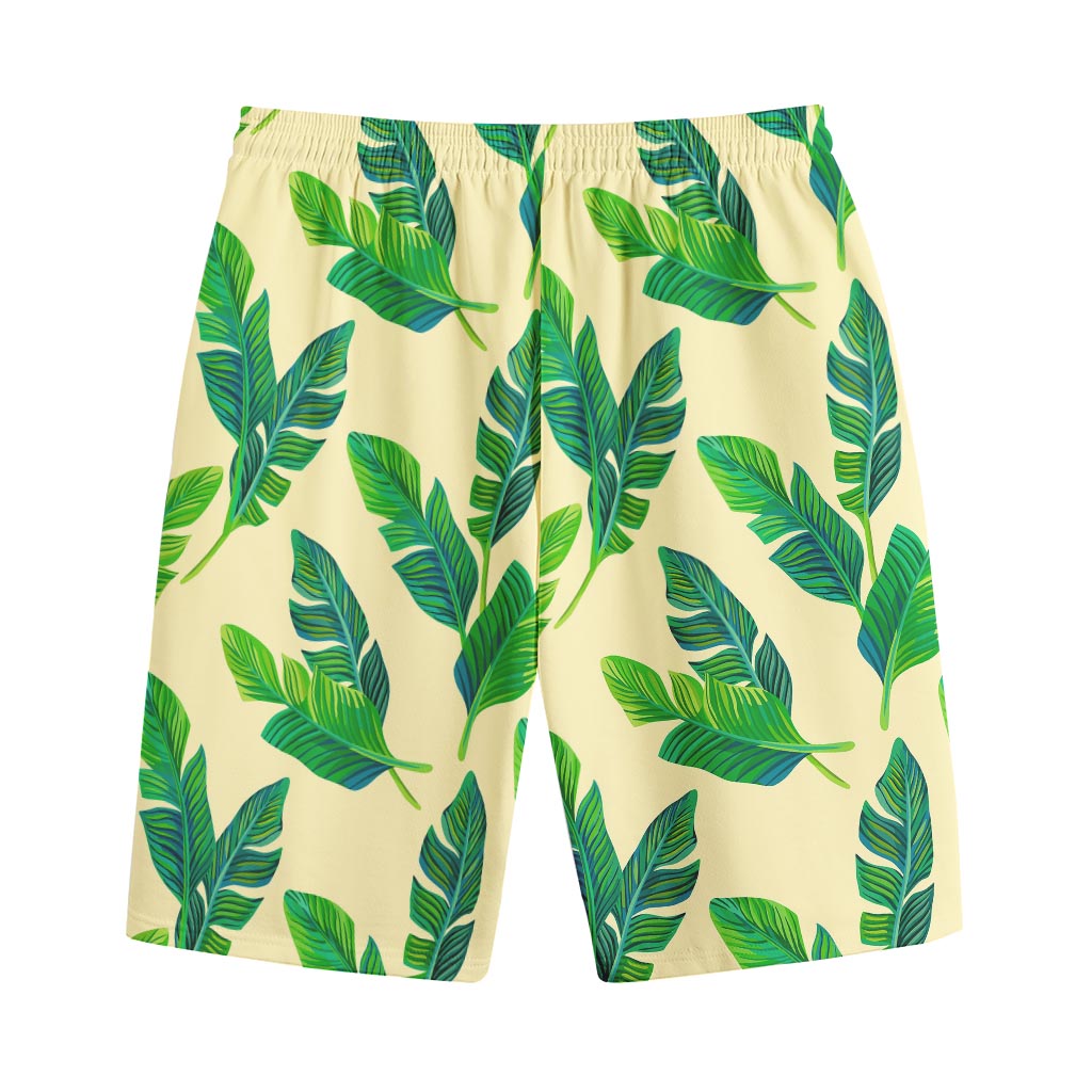 Tropical Banana Palm Leaf Pattern Print Cotton Shorts Tropical Banana Palm Leaf Pattern Print Cotton Shorts