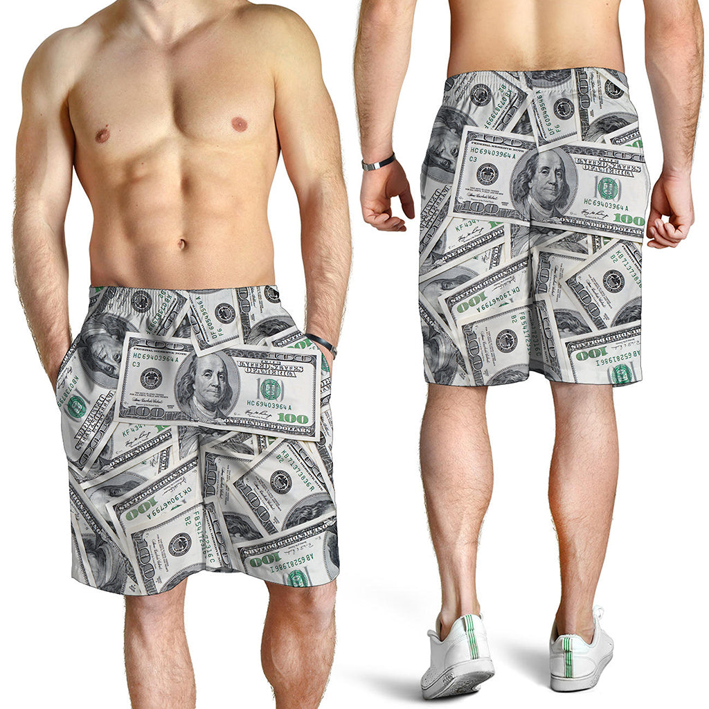US Dollar Pattern Print Men's Shorts US Dollar Pattern Print Men's Shorts