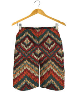 Vintage Knitted Pattern Print Men's Shorts