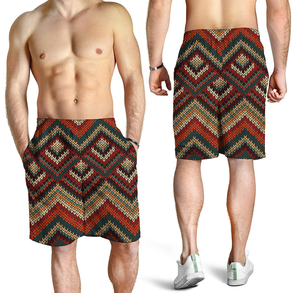 Vintage Knitted Pattern Print Men's Shorts Vintage Knitted Pattern Print Men's Shorts