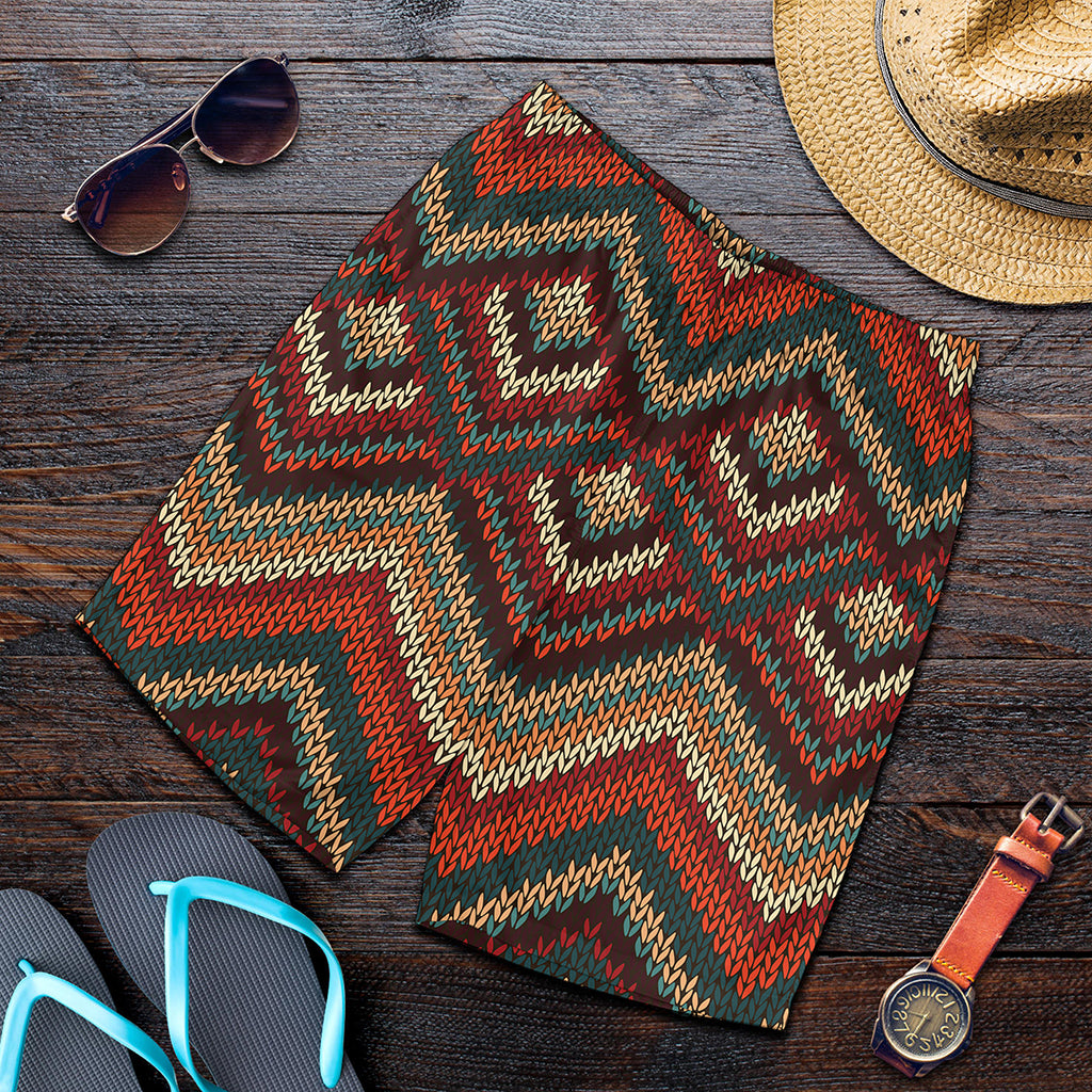 Vintage Knitted Pattern Print Men's Shorts Vintage Knitted Pattern Print Men's Shorts