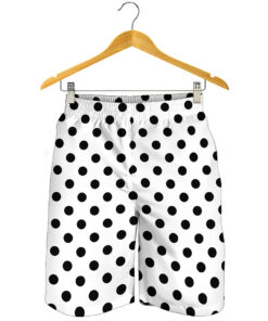 White And Black Polka Dot Pattern Print Men's Shorts