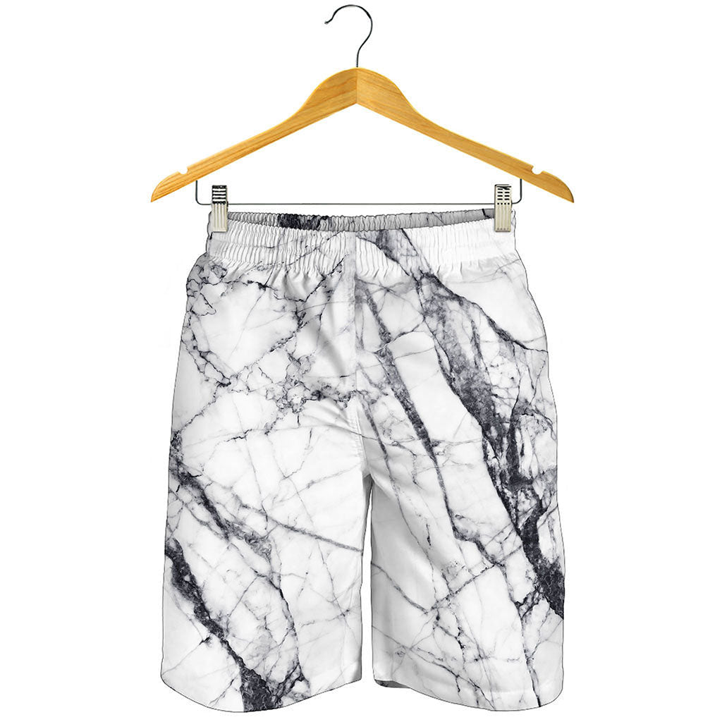 White Gray Scratch Marble Print Men's Shorts White Gray Scratch Marble Print Men's Shorts