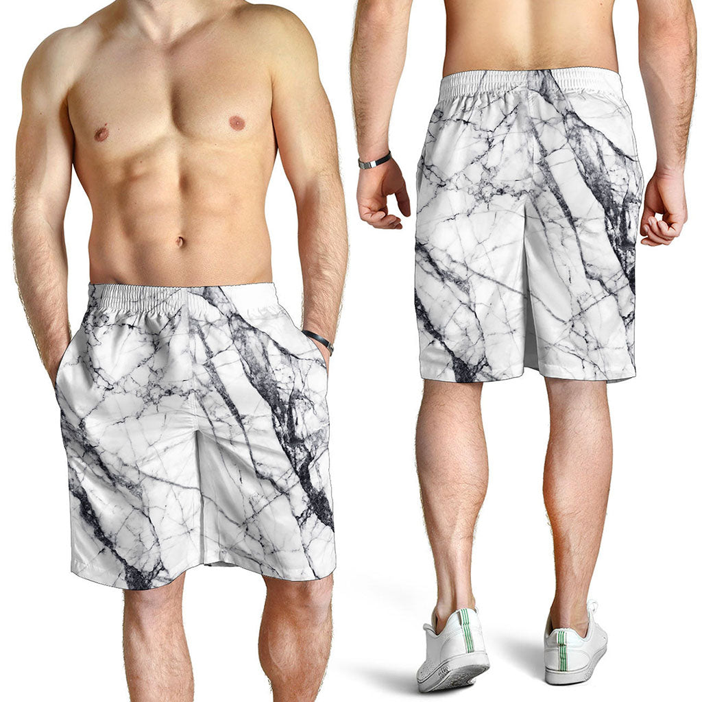 White Gray Scratch Marble Print Men's Shorts White Gray Scratch Marble Print Men's Shorts