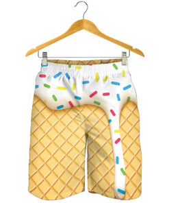 White Ice Cream Melted Print Men's Shorts