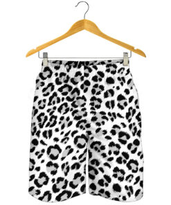 White Leopard Print Men's Shorts