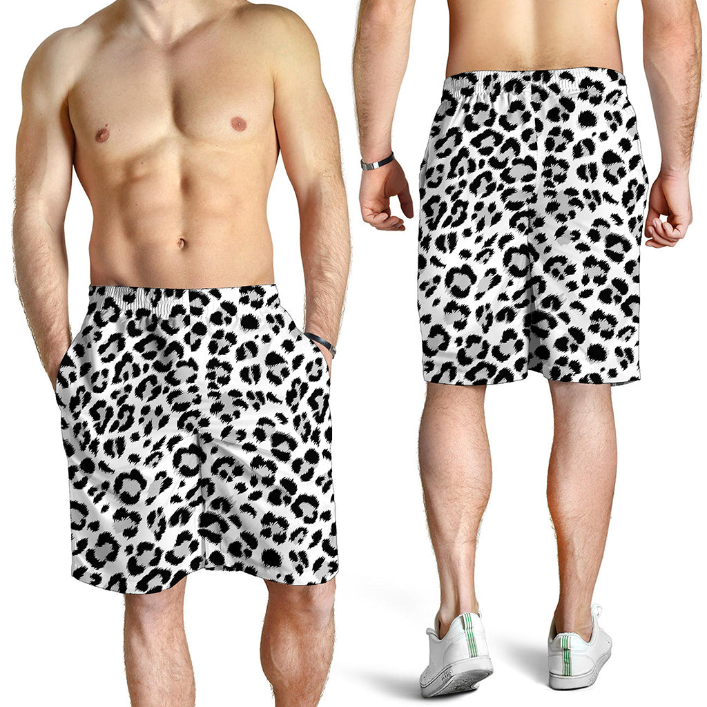 White Leopard Print Men's Shorts White Leopard Print Men's Shorts