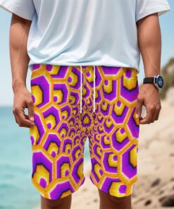 Yellow Hive Moving Optical Illusion Men's Cargo Shorts