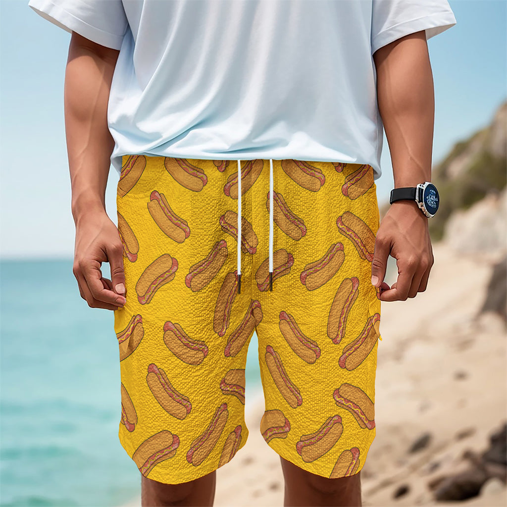 Yellow Hot Dog Pattern Print Men's Cargo Shorts Yellow Hot Dog Pattern Print Men's Cargo Shorts