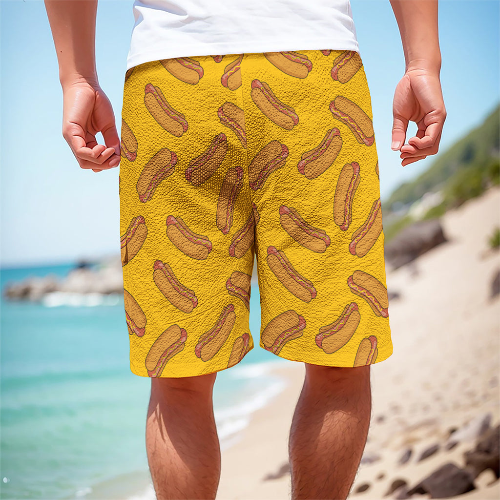Yellow Hot Dog Pattern Print Men's Cargo Shorts Yellow Hot Dog Pattern Print Men's Cargo Shorts