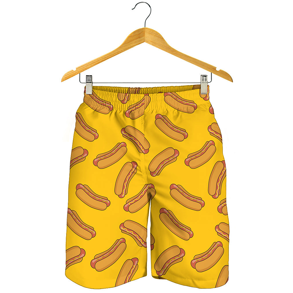 Yellow Hot Dog Pattern Print Men's Shorts Yellow Hot Dog Pattern Print Men's Shorts