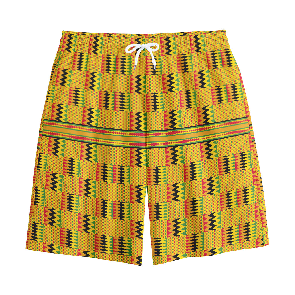 Yellow Kente Pattern Print Cotton Shorts Yellow Kente Pattern Print Cotton Shorts