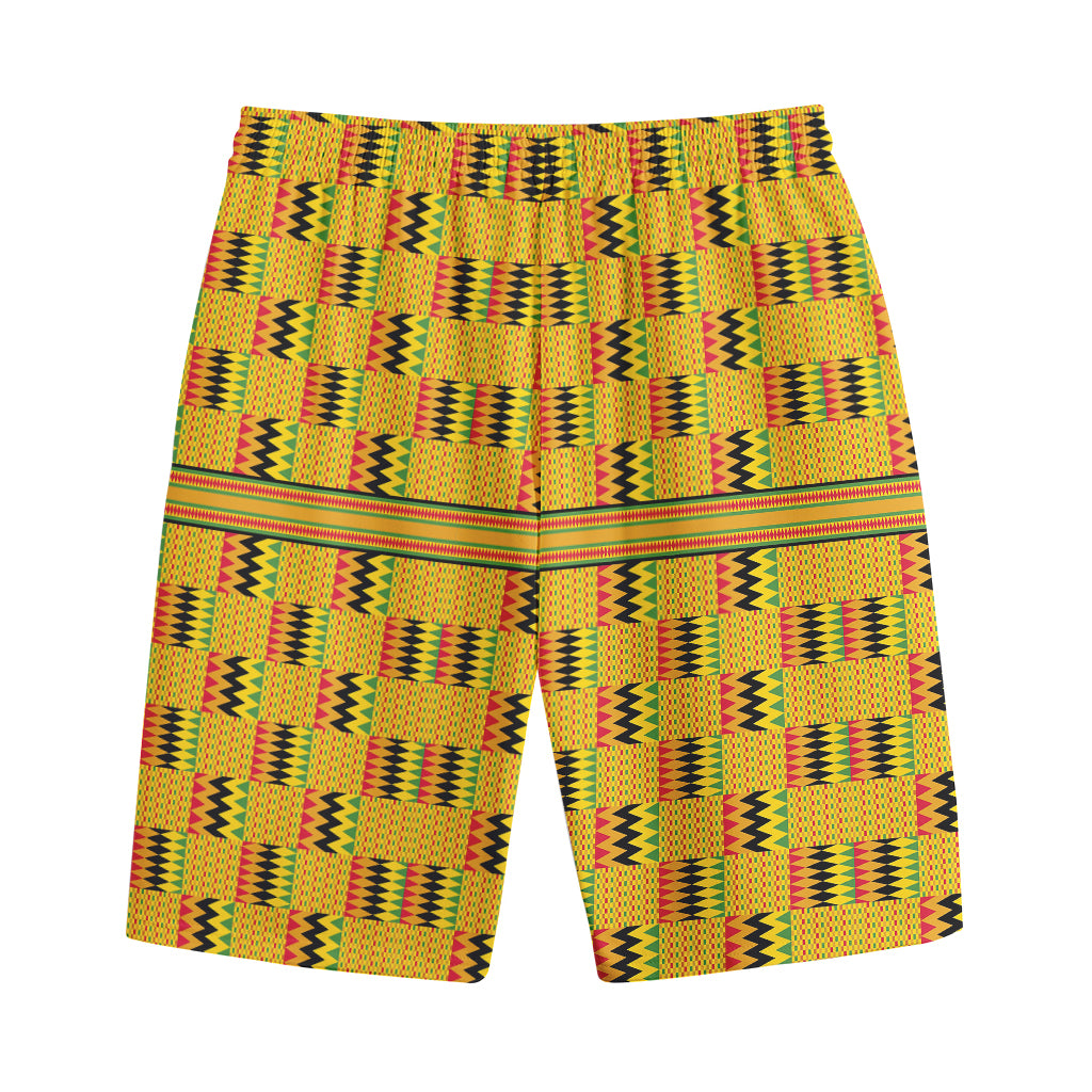 Yellow Kente Pattern Print Cotton Shorts Yellow Kente Pattern Print Cotton Shorts