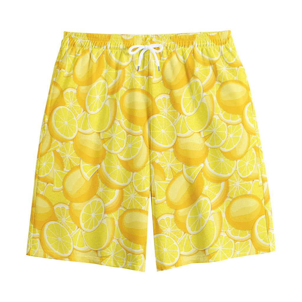 Yellow Lemon Pattern Print Cotton Shorts Yellow Lemon Pattern Print Cotton Shorts